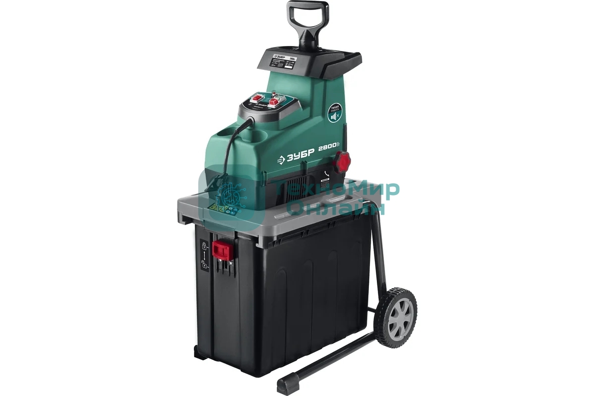 Измельчитель Зубр ЗИЭ-44-2800 садовый электрический бесшумный р/с 44мм контейнер 60л 2800Вт