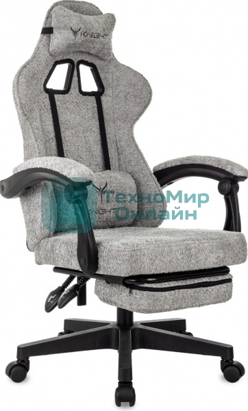 Кресло Knight Lord/F серый, экокожа, 120 кг, механизм качания, подставка для ног