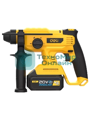 Перфоратор аккумуляторный Deli DC300 (2 АКБ*4А·ч + ЗУ, 20V, SDS PLUS, 2Дж, 4500уд/мин, 1400об/мин, сумка)