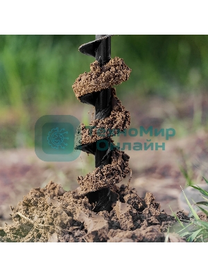 Шнек для грунта Denzel ER-80, диаметр 80 мм, длина 800 мм, соединение 20 мм, съемный нож