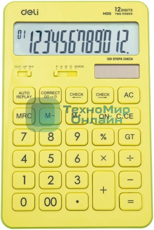 Калькулятор настольный Deli Touch EM01551 желтый 12-разр.