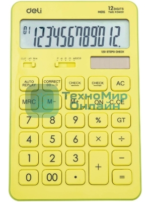 Калькулятор настольный Deli Touch EM01551 желтый 12-разр.