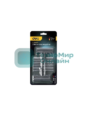 Ремкомплект для бескамерных шин Deli DL120001 (шило, рашпиль, 5 резиновых жгутов)