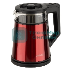 Чайник Energy E-200 (1,2 л), стекло, красный, двойной корпус
