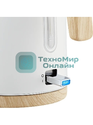 Чайник электрический Kitfort КТ-6794 1.7л. 2200Вт белый/дерево корпус: нерж.сталь/пластик