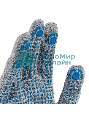 Перчатки трикотажные Сибртех х/б, 200 пар, ПВХ точка, 4 нити, 10 класс