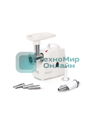 Мясорубка электрическая Аксион М34.04 белый, 1500 Вт, 1.7 кг/мин, защита от перегрузки, насадки - 6