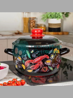 Кастрюля Appetite 1RC161M Лобстер с крышкой эмаль, сфер. 2 л