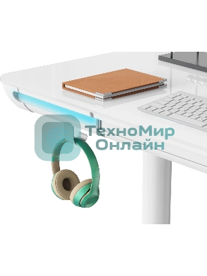 Стол компьютерный Cactus CS-EGD-WT-LED столешница закаленное стекло, белый каркас белый