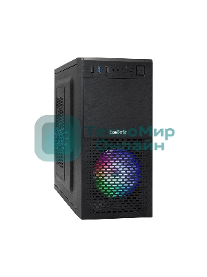 Компьютерный корпус Minitower ExeGate mEVO-7807-NPX600 (mATX, БП 600NPX 12см, 1хUSB+1хUSB 3.0, черный 1x12см с RGb подсветкой)