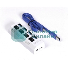 USB-концентратор Smartbuy (SBHA-7304-W) USB 3.0 хаб + выкл., 4 порта, белый