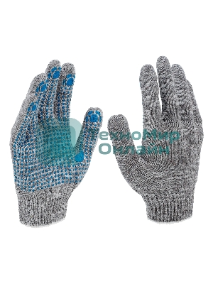 Перчатки трикотажные Сибртех х/б, 200 пар, ПВХ точка, 4 нити, 10 класс