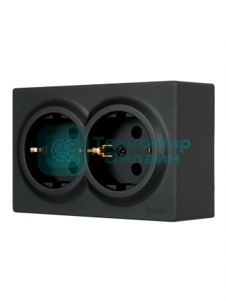 Розетка 2-мест. с заземл. LETO закрытый корпус ПБТ черный бархат LEZARD 752-4200-127B