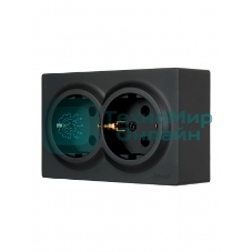 Розетка 2-мест. с заземл. LETO закрытый корпус ПБТ черный бархат LEZARD 752-4200-127B