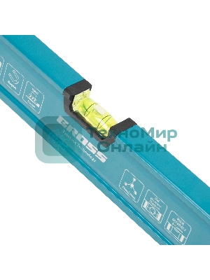 Уровень Gross 33655 алюминиевый, магнит., фрезерованный, 3 глазка, 0,5 мм/м, 1500 мм