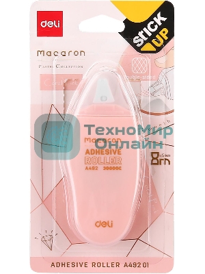 Клеющий роллер Deli EA49201 прозрачный блистер 6мм x 8м Macaron