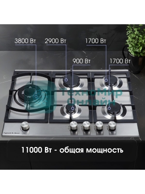 Газовая варочная панель Zigmund & Shtain G 14.7 S независимая, нержавеющая сталь