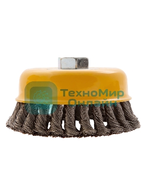 Щетка для УШМ Denzel 125 мм, Чашка, крученая нержавеющая проволока 0,5 мм, М14 746273