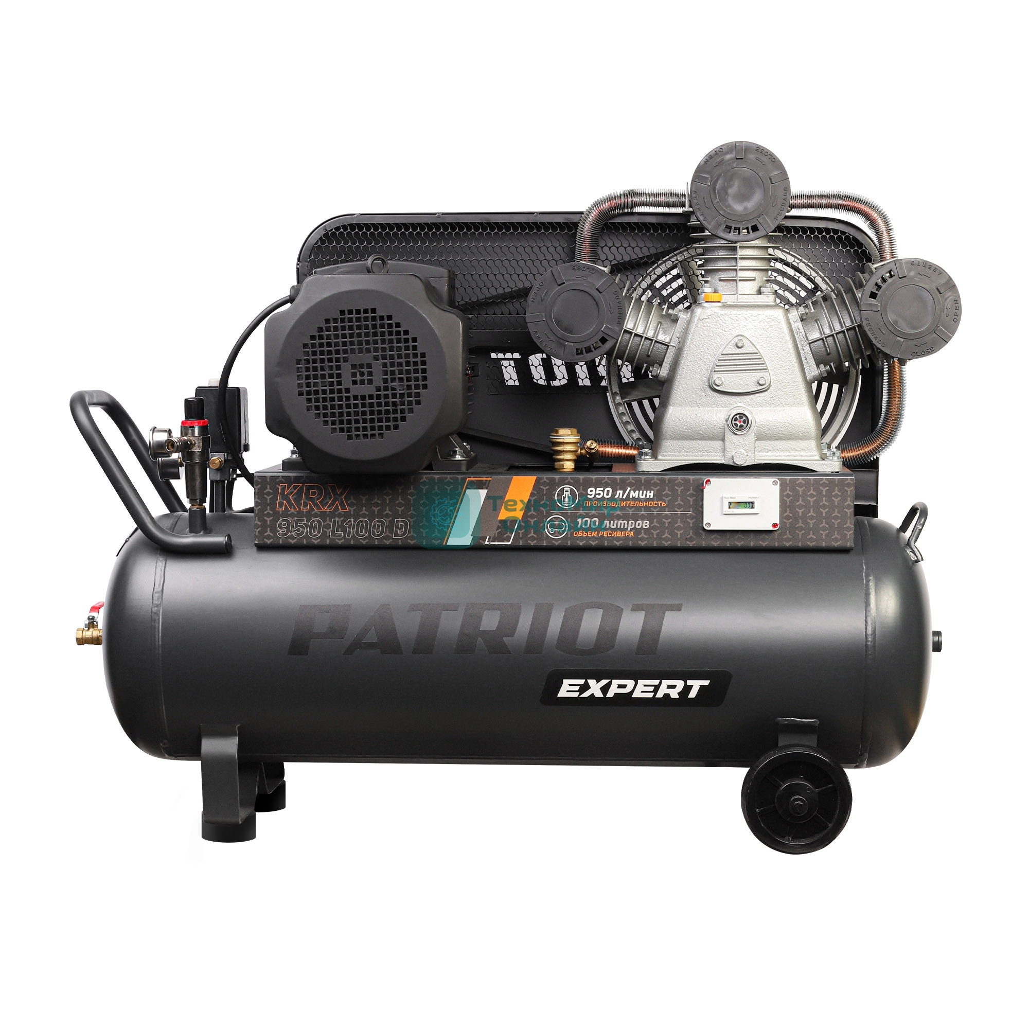 Компрессор поршневой Patriot KRX 950 L100 D ременной, масляный, 950 л/мин, 100 л, 10 бар, 5.5 кВт, 400 В