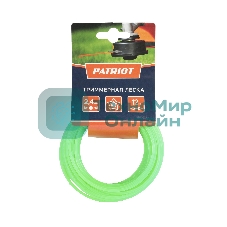 Леска PATRIOT D 2,4 мм L 12 м (звезда, зеленая) 240-12-3, картонный подвес