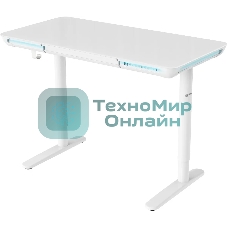 Стол компьютерный Cactus CS-EGD-WT-LED столешница закаленное стекло, белый каркас белый