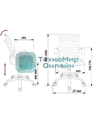 Кресло Бюрократ CH-883-LOW/BLACK черный, экокожа