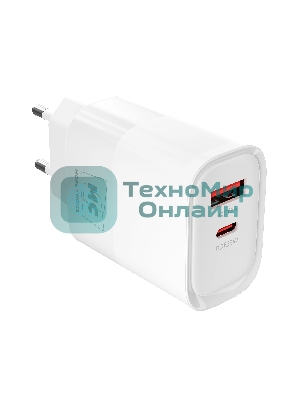 Сетевое зарядное устройство MORE CHOICE (4620202555595) NC82 1USB+1Type-C 3.0A PD 35W+QC3.0, белый