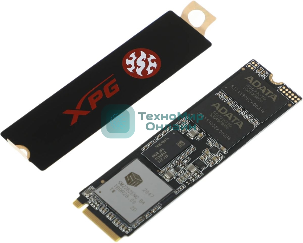 Накопитель SSD XPG SX8200 Pro, 512 Gb, PCIe 3.0 x4, M.2 2280, NVMe, R/W 3350/2350, с радиатором