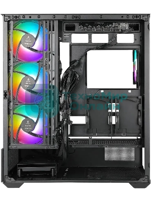 Компьютерный корпус Azza TIARA черный без БП ATX 4x120мм 2xUSB 3.0 1xUSB3.1 audio bott PSU