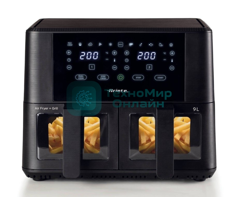 Аэрофритюрница Ariete 4631/00 черный, 2400 Вт, 9 л, электронное управление, 11 программ