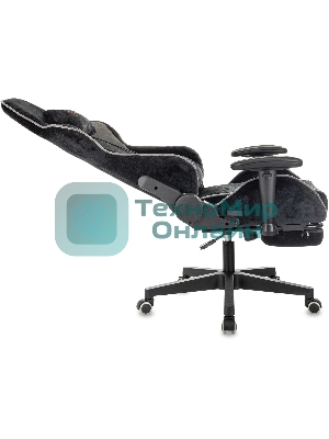 Кресло Zombie Drift/F черный/серый, экокожа, 120 кг, механизм качания, подставка для ног