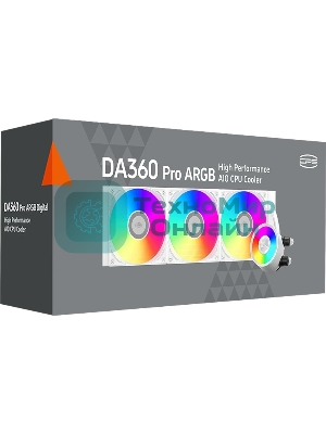 Система охлаждения Water Cooling System PCCooler DA360 Pro ARGb WH (300W, 360мм, белый, ARGb/Fans: 3x120мм, 75.8CFM, 33.7dBA, 2200RPM/Pump height 57мм, 28dBA, 3000RPM, Rad thickness 27мм/S: 1851, 1700, 1200, 20XX, 115X, AM5, AM4)