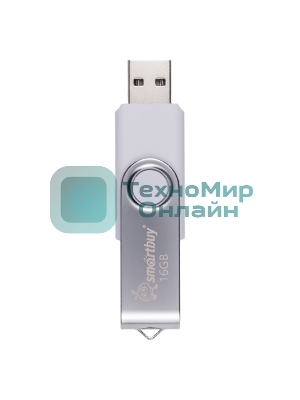 Флешка USB Smartbuy Twist White (SB016GB2TWW), 16Gb, USB 2.0, R/W 15/5, белый/серебристый