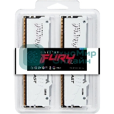 Оперативная память Kingston Fury Beast, DDR5, 32Gb (2x16Gb), 5600MHz, CL40, DIMM, с радиаторами, RGB, белый