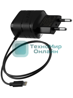 Сетевое зарядное устройство Maxvi TCM-101LB 1A, Lightning, 1xUSB-A, черный