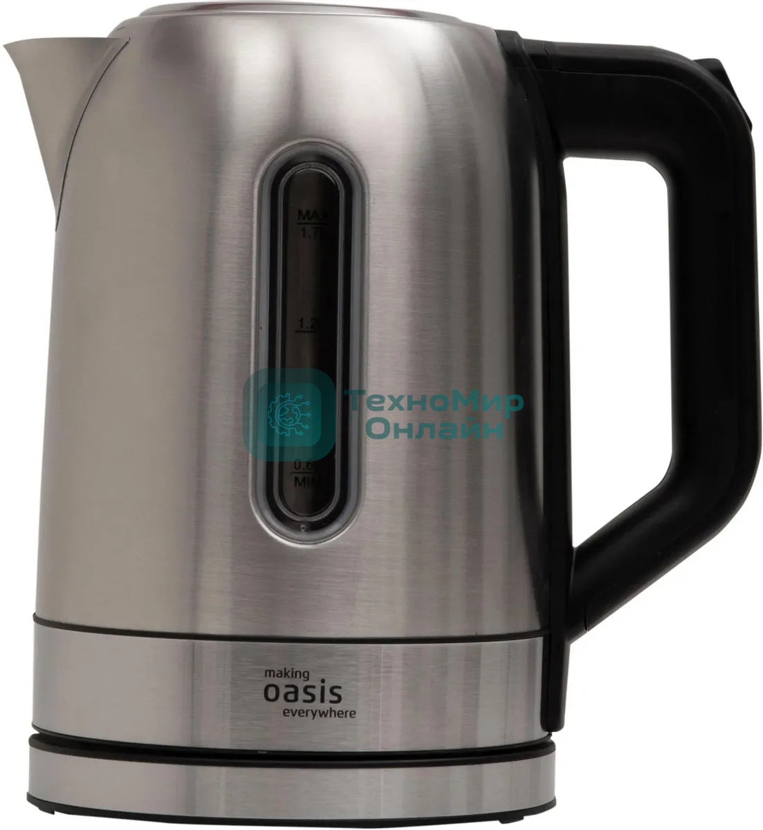 Чайник электрический Oasis K-5SWS стальной+черный 1,7л 2200Вт