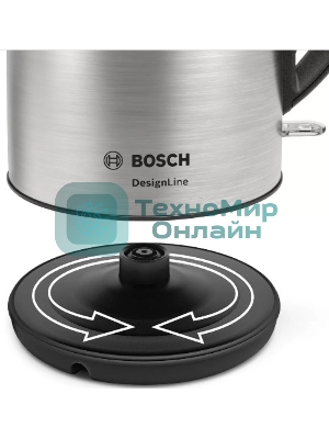 Чайник электрический Bosch TWK3P420 1.7 л, 2400 Вт, черный (корпус: нержавеющая сталь)