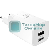 Сетевое зарядное устройство MORE CHOICE NC85a 1USB+1Type-C 3.0A PD 20W+QC3.0 Type-C Type-C, белый