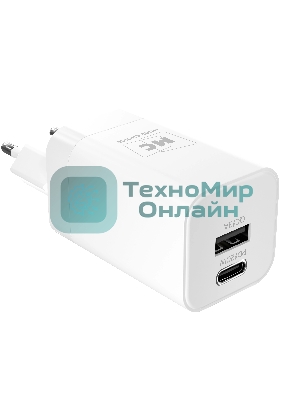 Сетевое зарядное устройство MORE CHOICE NC85a 1USB+1Type-C 3.0A PD 20W+QC3.0 Type-C Type-C, белый