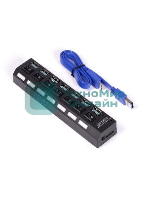 USB-хаб Smartbuy (SBHA-7307-B) USB 3.0 хаб + выкл., 7 портов, черный