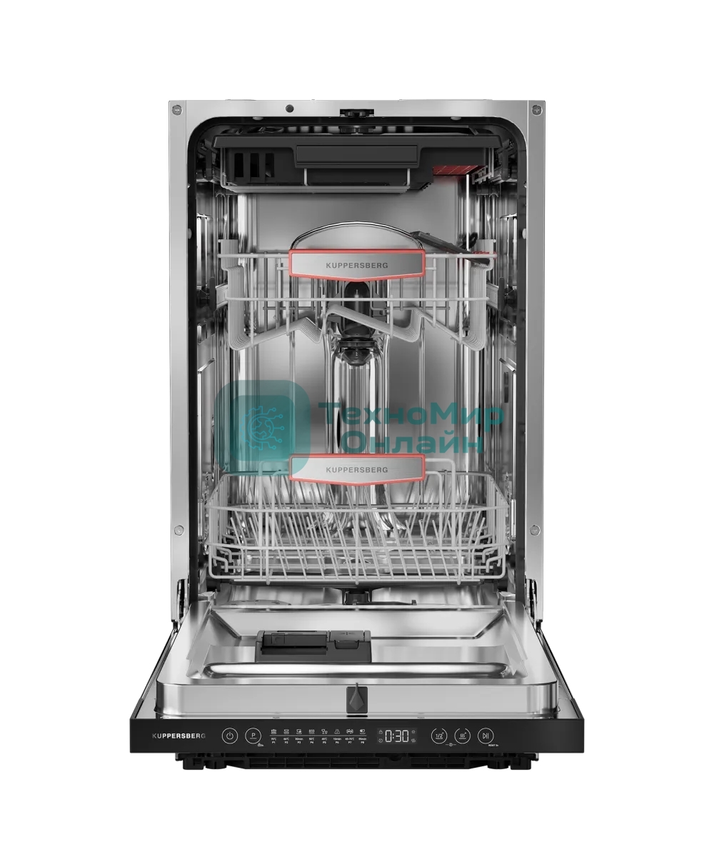 Встраиваемая посудомоечная машина Kuppersberg GHL 4530, High-Tech, 45 см, 11 комплектов, 8 программ, 3 корзины, лифт-механизм, конденсационная сушка, луч на полу, полная защита от протечек, индикатор отсутствия соли и ополаскивателя, отображение времени мытья, сенсорное управление, самодиагностика неисправностей, защита от детей, уровень шума 42 дб, энергоэффективность А