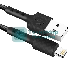 Кабель Defender F181, USB 2.0 (AM) - Apple Lightning (M), 1 м, 2.4А, нейлоновая оплетка, черный.