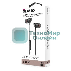 Проводные наушники Olmio Joy черный, внутриканальные, Jack 3.5 мм, микрофон
