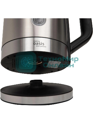 Чайник электрический Oasis K-5SWS стальной+черный 1,7л 2200Вт