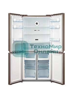 Холодильник Бирюса CD 466 GG бежевый трехкамерный 303/153 л морозилка снизу, No Frost, Side by Side