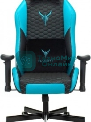 Кресло Knight Neon черный/голубой, экокожа, 120 кг, механизм качания