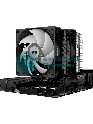 Кулер для процессора/CPU Cooler PCCooler RT620 ARGB BK (250W, 4-pin PWM, 157мм, Al/Cu, 6x6мм, 2x120мм, 73.32CFM, 34.9dBA, 2200RPM, S: 1851/1700/1200/115X, AM5/AM4, черный)