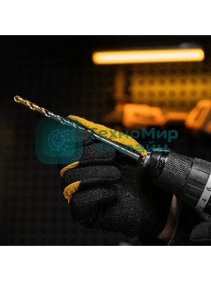 Сверло спиральное по металлу Denzel 6,5 х 148 мм, Р6М5, Golden Tip, удлиненное