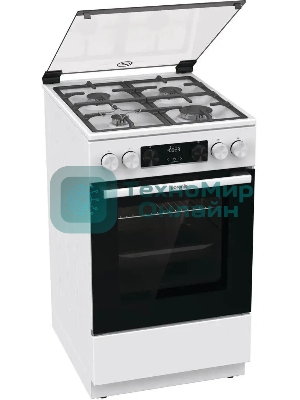 Плита Газовая Gorenje GGI5C22WF, газовая духовка, стеклянная крышка, чугун, белый