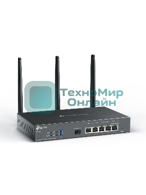 VPN-маршрутизатор TP-Link ER706W Omada с гигабитными портами и поддержкой Wi-Fi AX3000, 1 гиг. SFP WAN/LAN, 1 гиг. RJ45 WAN, 4 гиг. RJ45 WAN/LAN, USB 3.0, до 574 М/с на 2,4 ГГц + до 2402 М/с